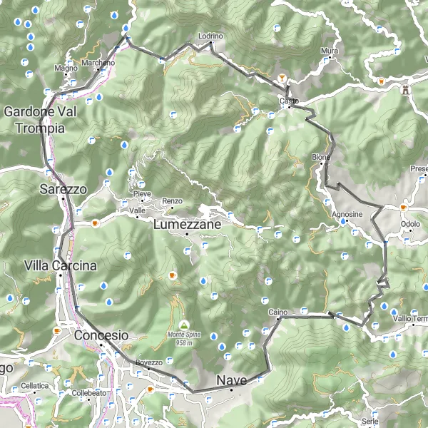 Miniatura della mappa di ispirazione al ciclismo "Salita al Monte Cugni" nella regione di Lombardia, Italy. Generata da Tarmacs.app, pianificatore di rotte ciclistiche