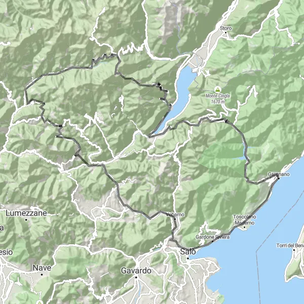 Miniatua del mapa de inspiración ciclista "Recorrido en Carretera por Giogo del Maniva y Navazzo" en Lombardia, Italy. Generado por Tarmacs.app planificador de rutas ciclistas