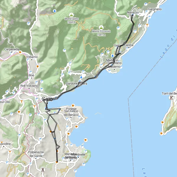 Karten-Miniaturansicht der Radinspiration "Panoramastraße am Gardasee" in Lombardia, Italy. Erstellt vom Tarmacs.app-Routenplaner für Radtouren