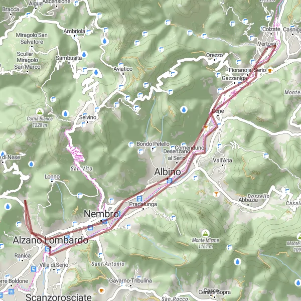 Map miniature of "Pradalunga Gravel Ride" cycling inspiration in Lombardia, Italy. Generated by Tarmacs.app cycling route planner