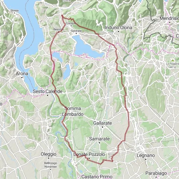 Miniatua del mapa de inspiración ciclista "Ruta de Grava por Cairate y Vizzola Ticino" en Lombardia, Italy. Generado por Tarmacs.app planificador de rutas ciclistas