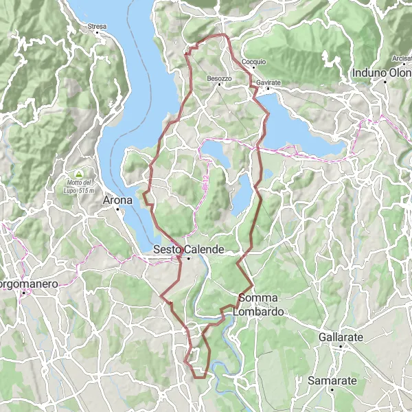 Mapa miniatúra "Gravelová cesta do Lombardie" cyklistická inšpirácia v Lombardia, Italy. Vygenerované cyklistickým plánovačom trás Tarmacs.app