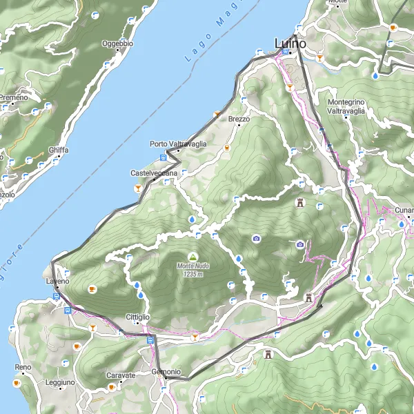 Karten-Miniaturansicht der Radinspiration "Radtour durch Castelveccana und Luino" in Lombardia, Italy. Erstellt vom Tarmacs.app-Routenplaner für Radtouren