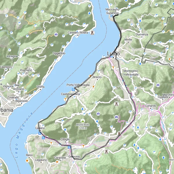 Miniaturní mapa "Cyklistická cesta k Orino a okolí" inspirace pro cyklisty v oblasti Lombardia, Italy. Vytvořeno pomocí plánovače tras Tarmacs.app