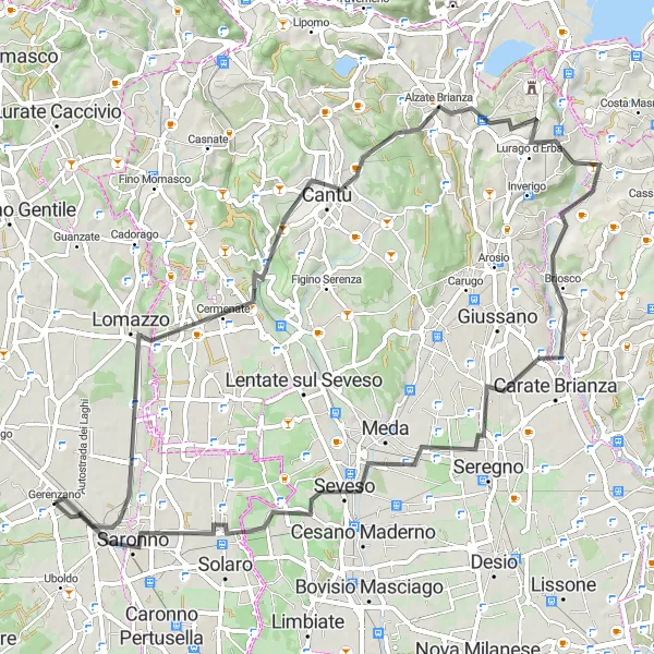 Karten-Miniaturansicht der Radinspiration "Lombardia Rundweg mit dem Rad" in Lombardia, Italy. Erstellt vom Tarmacs.app-Routenplaner für Radtouren