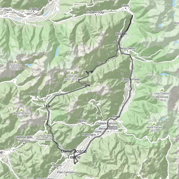 Karttaminiaatyyri "Pyöräilyreitti Gianicon läheisyydessä: Maantiekiertue" pyöräilyinspiraatiosta alueella Lombardia, Italy. Luotu Tarmacs.app pyöräilyreittisuunnittelijalla