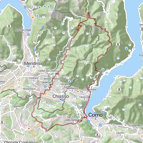 Miniatua del mapa de inspiración ciclista "Ruta de ciclismo de grava desafiante desde Gironico al Piano" en Lombardia, Italy. Generado por Tarmacs.app planificador de rutas ciclistas