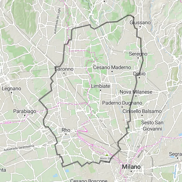 Miniatura mapy "Przejażdżka przez Vanzago do Carugo" - trasy rowerowej w Lombardia, Italy. Wygenerowane przez planer tras rowerowych Tarmacs.app