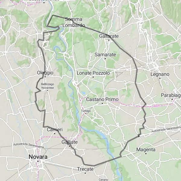 Karten-Miniaturansicht der Radinspiration "Hügelige Straßen durch Norditalien" in Lombardia, Italy. Erstellt vom Tarmacs.app-Routenplaner für Radtouren