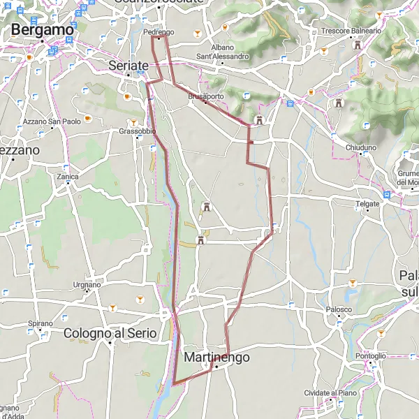 Miniatuurkaart van de fietsinspiratie "Avontuurlijke graveltocht door het Lombardije" in Lombardia, Italy. Gemaakt door de Tarmacs.app fietsrouteplanner