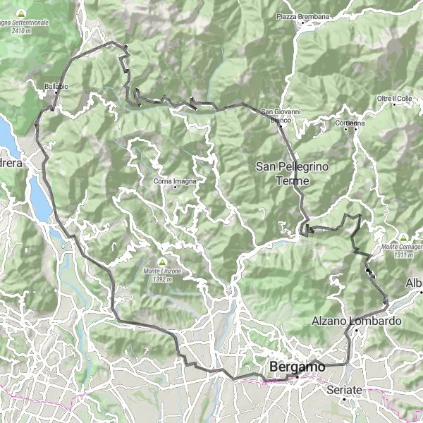 Map miniature of "The Ultimate Lombardia Challenge" cycling inspiration in Lombardia, Italy. Generated by Tarmacs.app cycling route planner