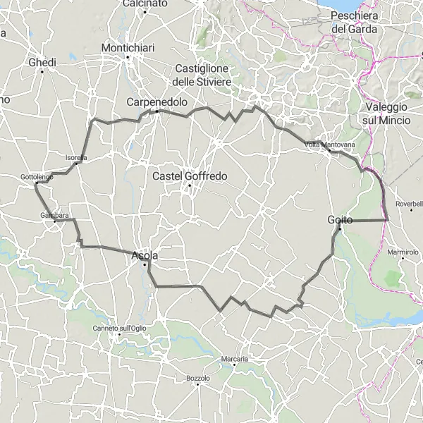 Kartminiatyr av "Lang sykkelrute gjennom Lombardia" sykkelinspirasjon i Lombardia, Italy. Generert av Tarmacs.app sykkelrutoplanlegger