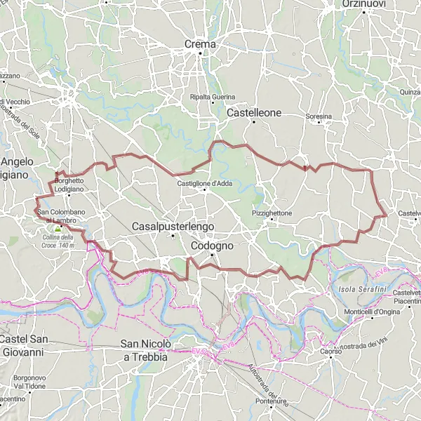 Kartminiatyr av "Grusvei-eventyr i Lombardia" sykkelinspirasjon i Lombardia, Italy. Generert av Tarmacs.app sykkelrutoplanlegger