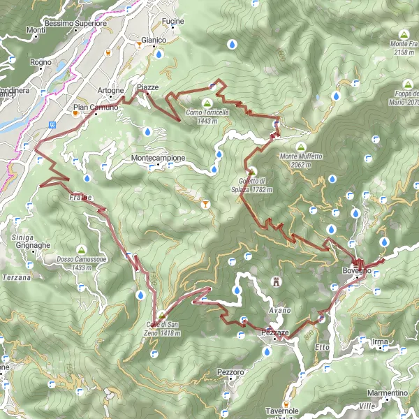 Kartminiatyr av "Äventyrlig cykeltur runt Corno Torricella och Pezzaze" cykelinspiration i Lombardia, Italy. Genererad av Tarmacs.app cykelruttplanerare