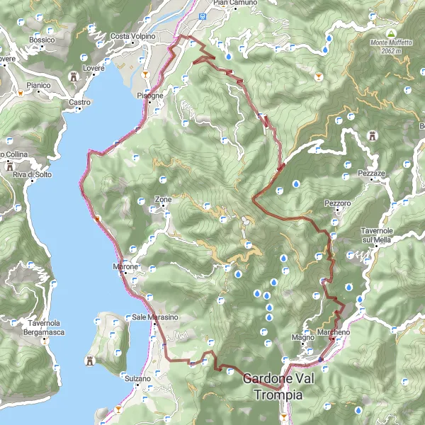 Miniatura della mappa di ispirazione al ciclismo "Giro dei Laghi di Brescia" nella regione di Lombardia, Italy. Generata da Tarmacs.app, pianificatore di rotte ciclistiche