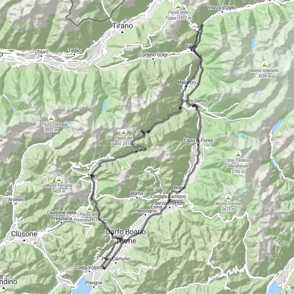 Miniatua del mapa de inspiración ciclista "Ruta de los Lagos Lombardos" en Lombardia, Italy. Generado por Tarmacs.app planificador de rutas ciclistas