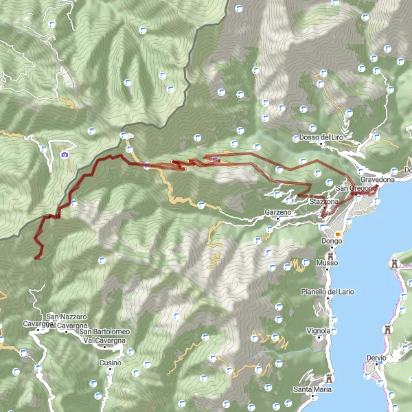 Mapa miniatúra "Gravel Adventure from Gravedona to Rifugio Sommafiume" cyklistická inšpirácia v Lombardia, Italy. Vygenerované cyklistickým plánovačom trás Tarmacs.app