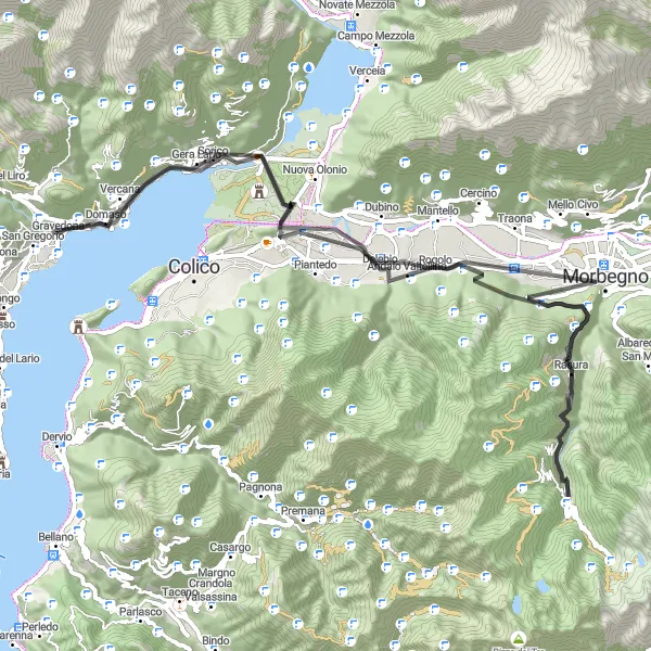 Zemljevid v pomanjšavi "Udobna pot skozi idilične kraje" kolesarske inspiracije v Lombardia, Italy. Generirano z načrtovalcem kolesarskih poti Tarmacs.app