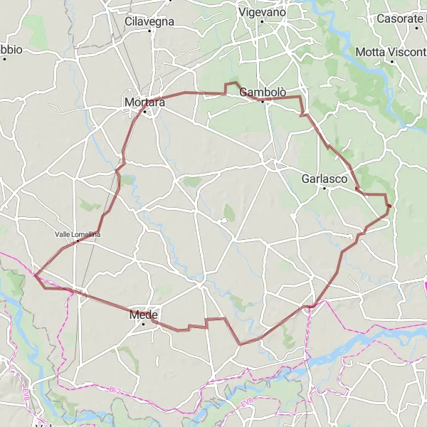 Zemljevid v pomanjšavi "Raziskovanje podeželja okoli Gropella Cairolija" kolesarske inspiracije v Lombardia, Italy. Generirano z načrtovalcem kolesarskih poti Tarmacs.app