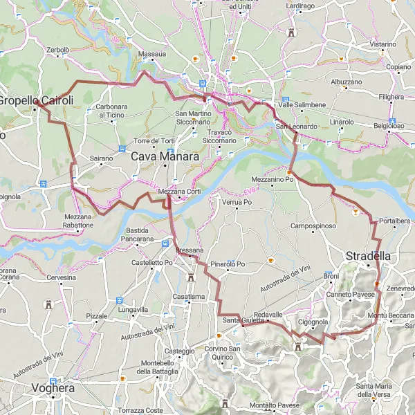 Miniaturní mapa "Gravelová výprava okolo Lombardie" inspirace pro cyklisty v oblasti Lombardia, Italy. Vytvořeno pomocí plánovače tras Tarmacs.app