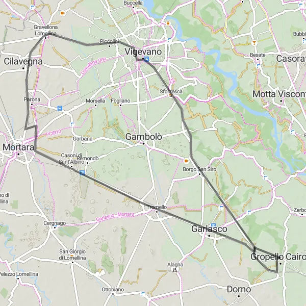 Karten-Miniaturansicht der Radinspiration "Historische Tour nach Vigevano" in Lombardia, Italy. Erstellt vom Tarmacs.app-Routenplaner für Radtouren