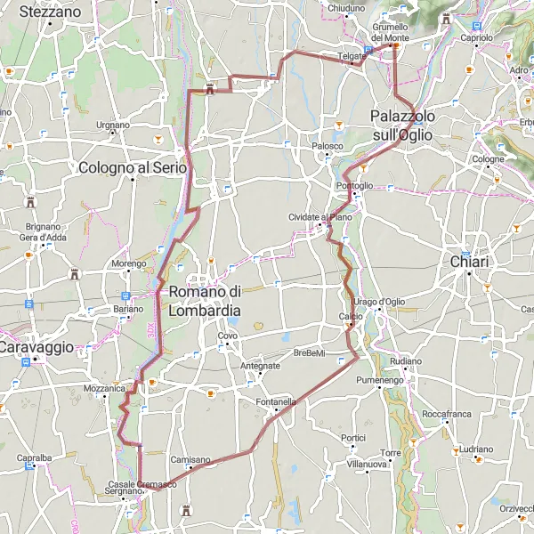 Miniatuurkaart van de fietsinspiratie "Verborgen Gravelroutes" in Lombardia, Italy. Gemaakt door de Tarmacs.app fietsrouteplanner