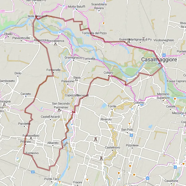 Miniatua del mapa de inspiración ciclista "Aventura en Gravel por el río Po" en Lombardia, Italy. Generado por Tarmacs.app planificador de rutas ciclistas