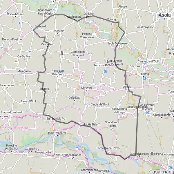 Miniatua del mapa de inspiración ciclista "Ruta hacia Palazzo Ala Ponzone" en Lombardia, Italy. Generado por Tarmacs.app planificador de rutas ciclistas