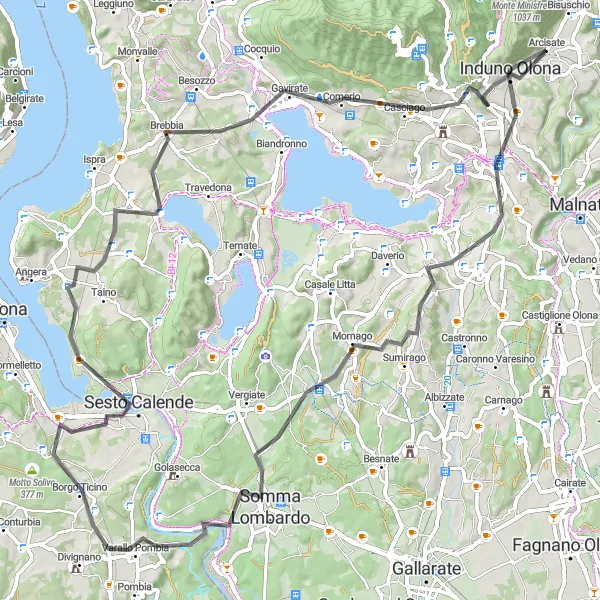 Miniatura mapy "Challenging Route Through Lombardia Hills" - trasy rowerowej w Lombardia, Italy. Wygenerowane przez planer tras rowerowych Tarmacs.app