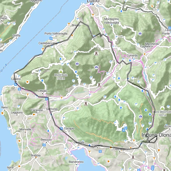 Kartminiatyr av "Natursköna upplevelser kring Luganosjön" cykelinspiration i Lombardia, Italy. Genererad av Tarmacs.app cykelruttplanerare