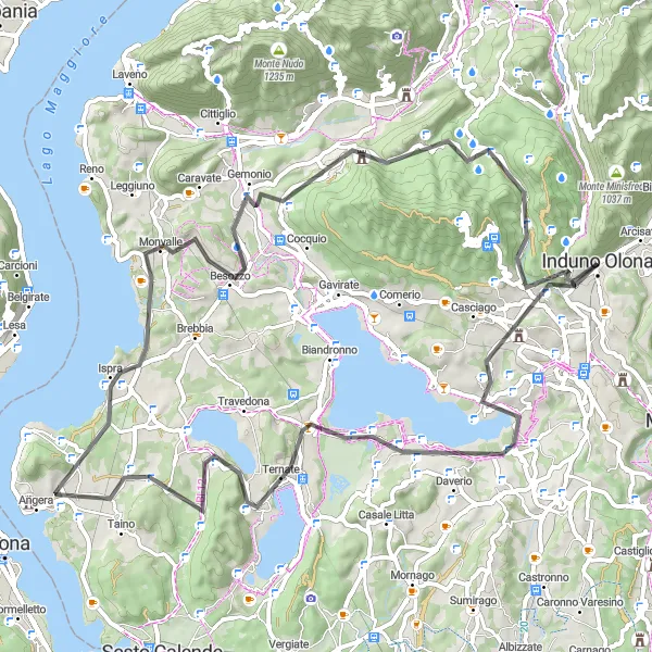 Map miniature of "Lake Maggiore Explorer" cycling inspiration in Lombardia, Italy. Generated by Tarmacs.app cycling route planner