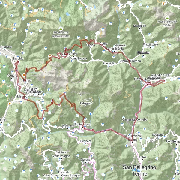 Miniatura della mappa di ispirazione al ciclismo "La Grande Traversata delle Orobie" nella regione di Lombardia, Italy. Generata da Tarmacs.app, pianificatore di rotte ciclistiche