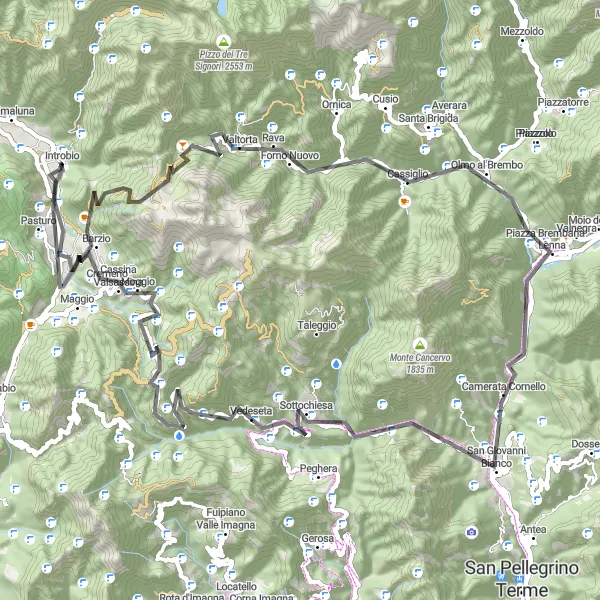 Miniatura della mappa di ispirazione al ciclismo "Giro in bicicletta da Introbio" nella regione di Lombardia, Italy. Generata da Tarmacs.app, pianificatore di rotte ciclistiche