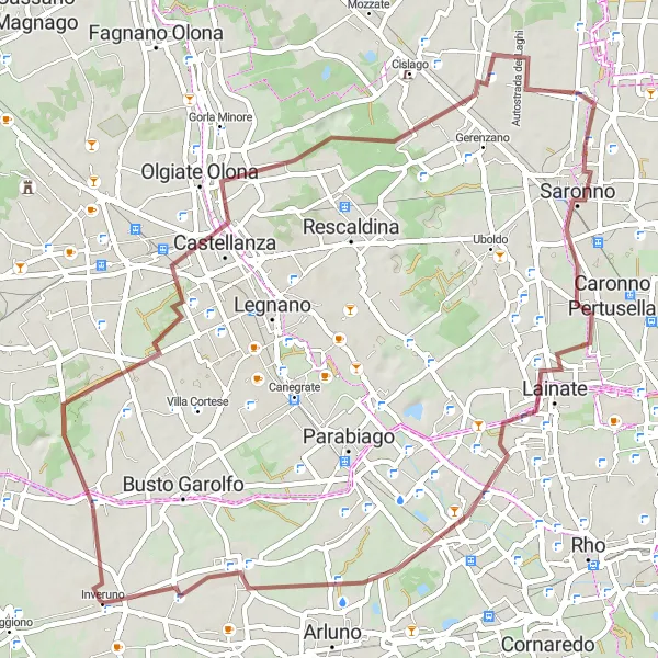 Miniaturní mapa "Okruh kolem Inveruna" inspirace pro cyklisty v oblasti Lombardia, Italy. Vytvořeno pomocí plánovače tras Tarmacs.app