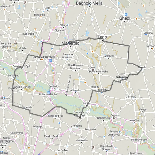 Miniatuurkaart van de fietsinspiratie "Weg Route: Fietsen door Groene Landschappen van Lombardije" in Lombardia, Italy. Gemaakt door de Tarmacs.app fietsrouteplanner