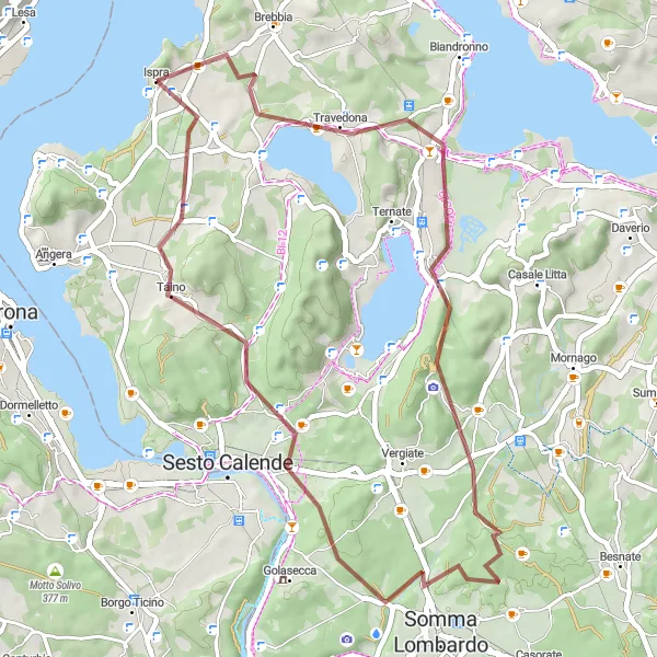Karten-Miniaturansicht der Radinspiration "Gravel-Tour um Varano Borghi" in Lombardia, Italy. Erstellt vom Tarmacs.app-Routenplaner für Radtouren