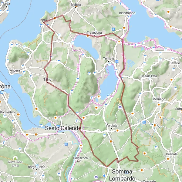 Miniatura della mappa di ispirazione al ciclismo "Avventura in bicicletta tra Ispra e Taino" nella regione di Lombardia, Italy. Generata da Tarmacs.app, pianificatore di rotte ciclistiche