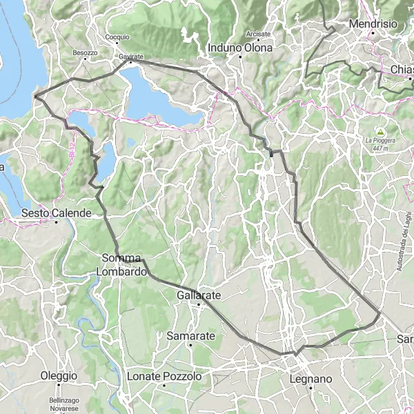 Karten-Miniaturansicht der Radinspiration "Große Rundfahrt um Varese" in Lombardia, Italy. Erstellt vom Tarmacs.app-Routenplaner für Radtouren