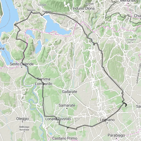 Miniatua del mapa de inspiración ciclista "Ruta Por Los Lagos Lombardos" en Lombardia, Italy. Generado por Tarmacs.app planificador de rutas ciclistas