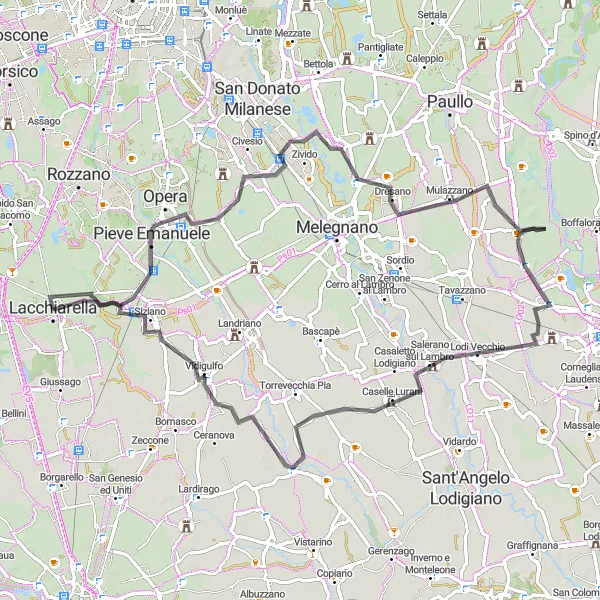 Map miniature of "Southern Hills Loop" cycling inspiration in Lombardia, Italy. Generated by Tarmacs.app cycling route planner