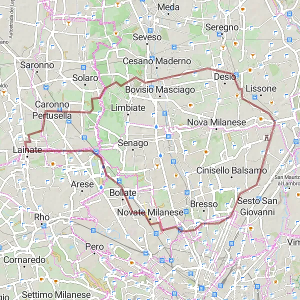 Kartminiatyr av "Lainate til Castellazzo Grus Sykling" sykkelinspirasjon i Lombardia, Italy. Generert av Tarmacs.app sykkelrutoplanlegger
