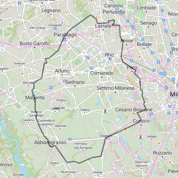 Map miniature of "The Road Cycling Adventure" cycling inspiration in Lombardia, Italy. Generated by Tarmacs.app cycling route planner