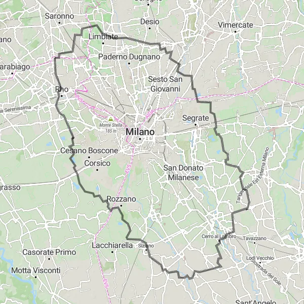 Mapa miniatúra "Cyklistická výzva cez Lombardské dedinky" cyklistická inšpirácia v Lombardia, Italy. Vygenerované cyklistickým plánovačom trás Tarmacs.app