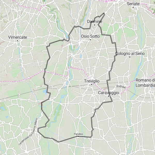Miniaturní mapa "Cestování na silnici kolem Lombardie" inspirace pro cyklisty v oblasti Lombardia, Italy. Vytvořeno pomocí plánovače tras Tarmacs.app