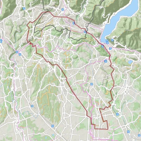 Miniatua del mapa de inspiración ciclista "Ruta de 73 km en grava desde Lazzate" en Lombardia, Italy. Generado por Tarmacs.app planificador de rutas ciclistas