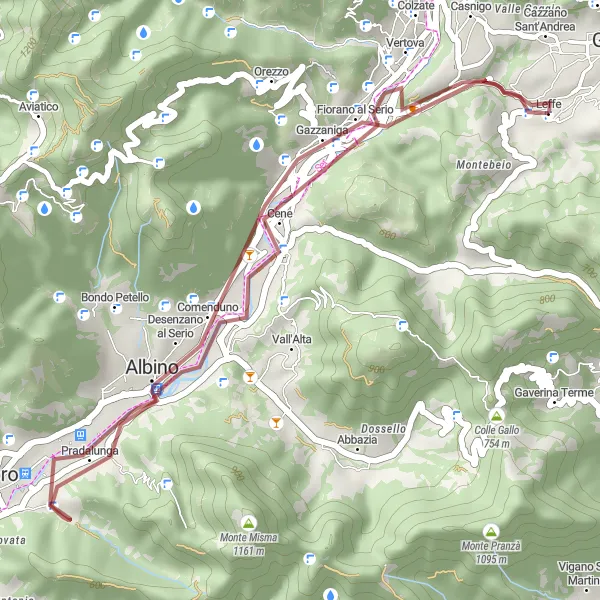 Kartminiatyr av "Kort Grusvei Sykkeltur til Gazzaniga" sykkelinspirasjon i Lombardia, Italy. Generert av Tarmacs.app sykkelrutoplanlegger