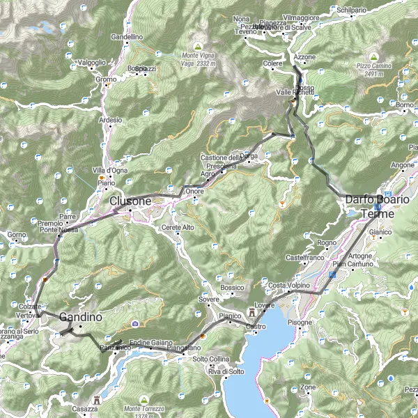 Miniatua del mapa de inspiración ciclista "Ruta de ciclismo de montaña en Lombardía" en Lombardia, Italy. Generado por Tarmacs.app planificador de rutas ciclistas