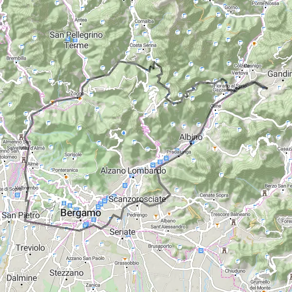 Map miniature of "The Legendary Road Ride" cycling inspiration in Lombardia, Italy. Generated by Tarmacs.app cycling route planner