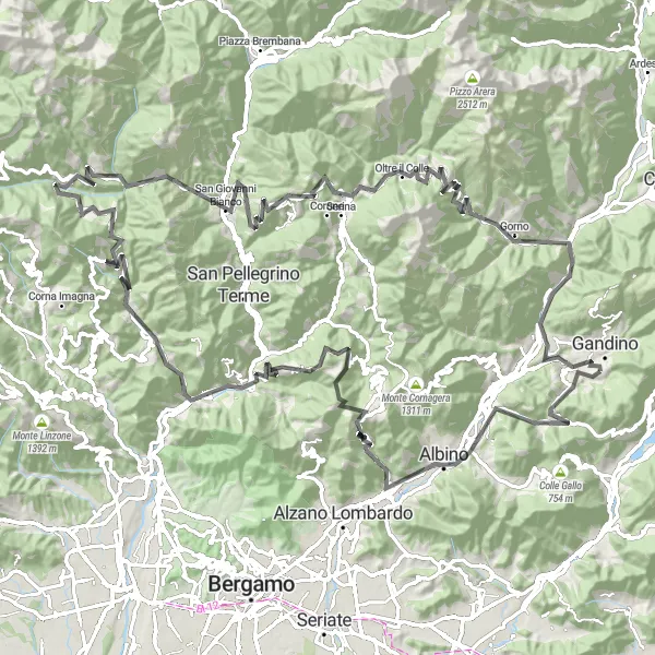 Map miniature of "The Ultimate Road Challenge" cycling inspiration in Lombardia, Italy. Generated by Tarmacs.app cycling route planner