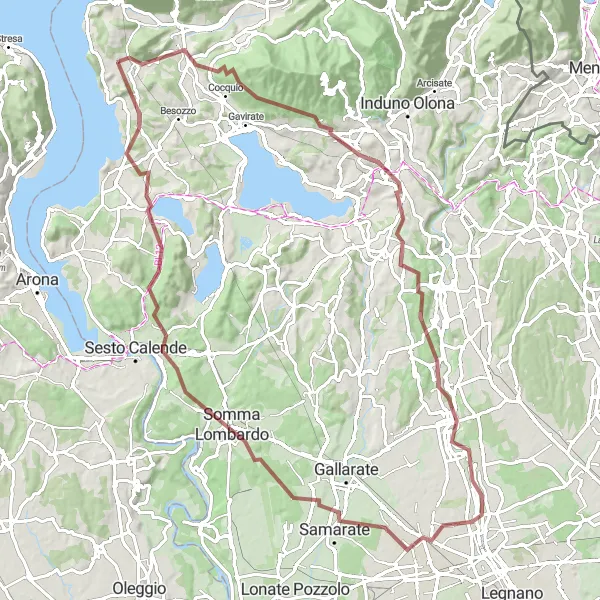 Kartminiatyr av "Gruskörning till Casciago och Samarate" cykelinspiration i Lombardia, Italy. Genererad av Tarmacs.app cykelruttplanerare